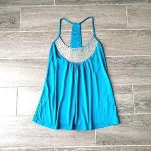 NWT Sugarlips Blue Racerback Halter Tank Top